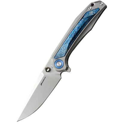 Titanium Lightning Pattern Handle Folding Knife D2 Steel Blade