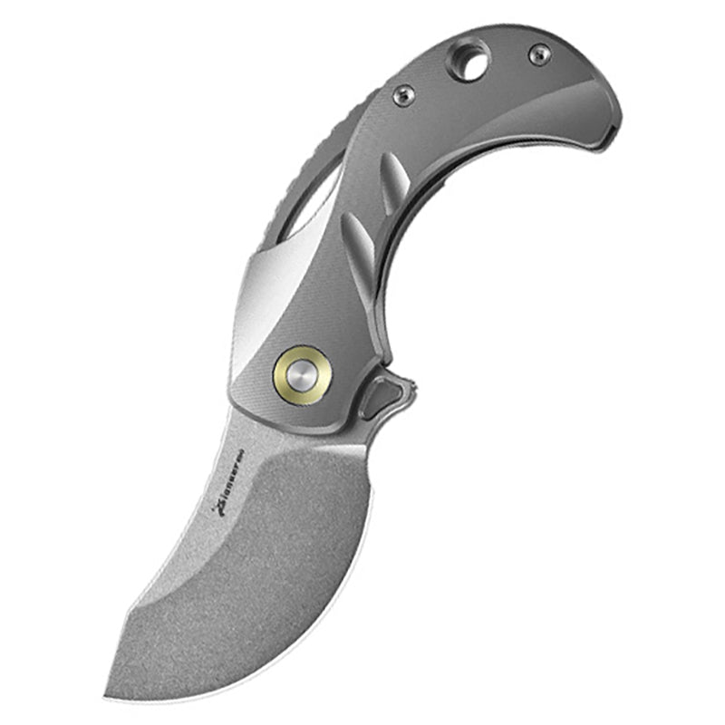 Stone Washing Titanium Alloy Folding Knife 14C28N High Hardness Blade EDC Tool
