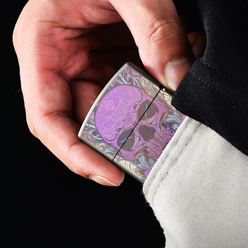 Pink Skull Pattern Titanium Alloy Lighter Creative Exquisite EDC Tool Outdoor Lighter