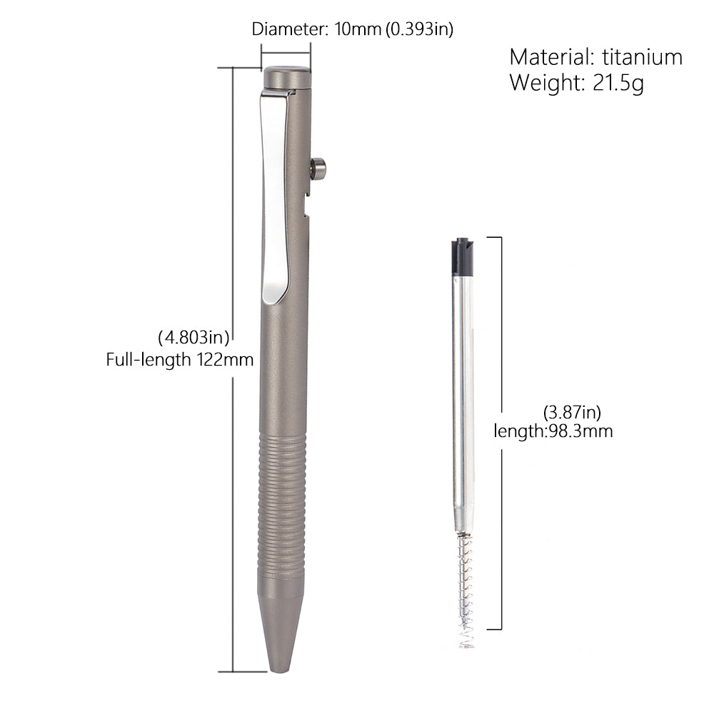 Titanium Bolt Action Pen Writing Pen with G2 black ink Refill ZSB010 Gray