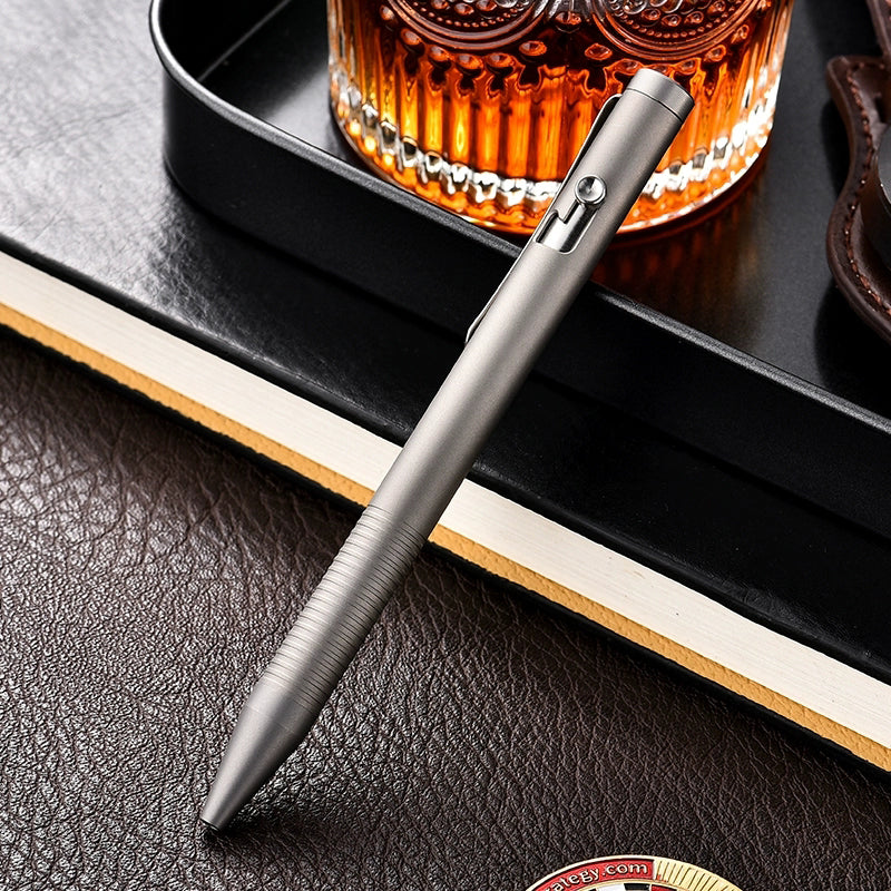 Titanium Alloy Ballpoint Pen: High-End Business Metal Writing Pen Suitable for EDC/Gift Gel Pen