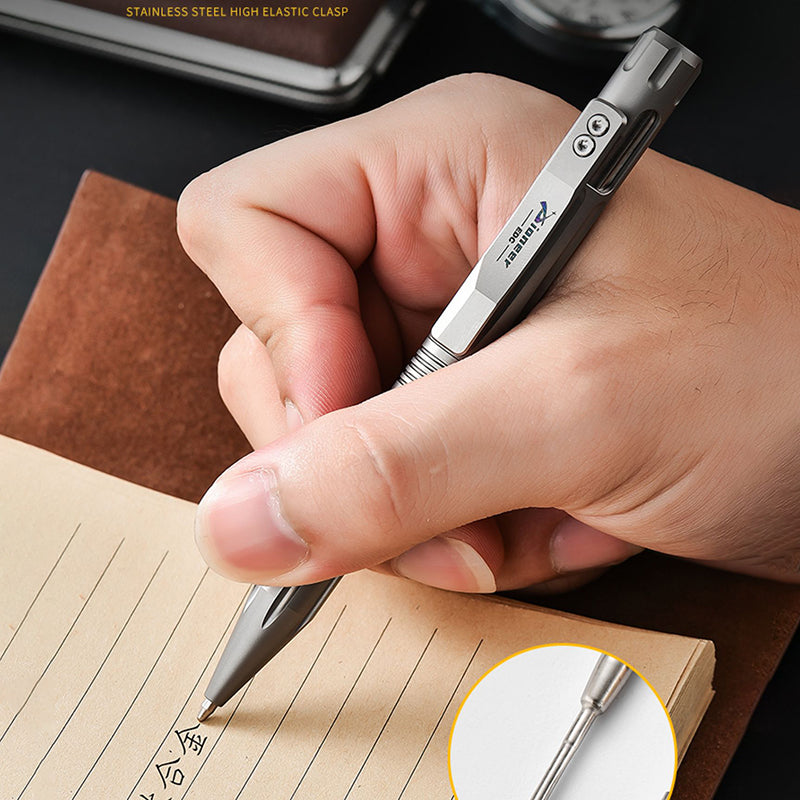 Sandblasted Titanium Alloy Ballpoint Pen - Durable Business Metal Writing Pen for Outdoor & EDC Use