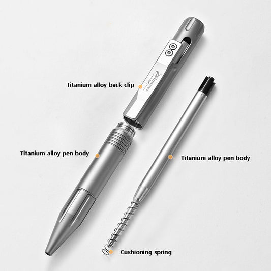 Sandblasted Titanium Alloy Ballpoint Pen - Durable Business Metal Writing Pen for Outdoor & EDC Use