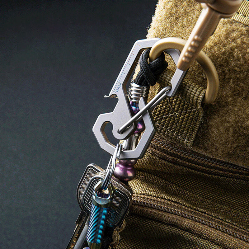 TACRAY Lightweight Titanium Alloy Keychain - Multifunctional Bottle Opener EDC Outdoor Carry Tool
