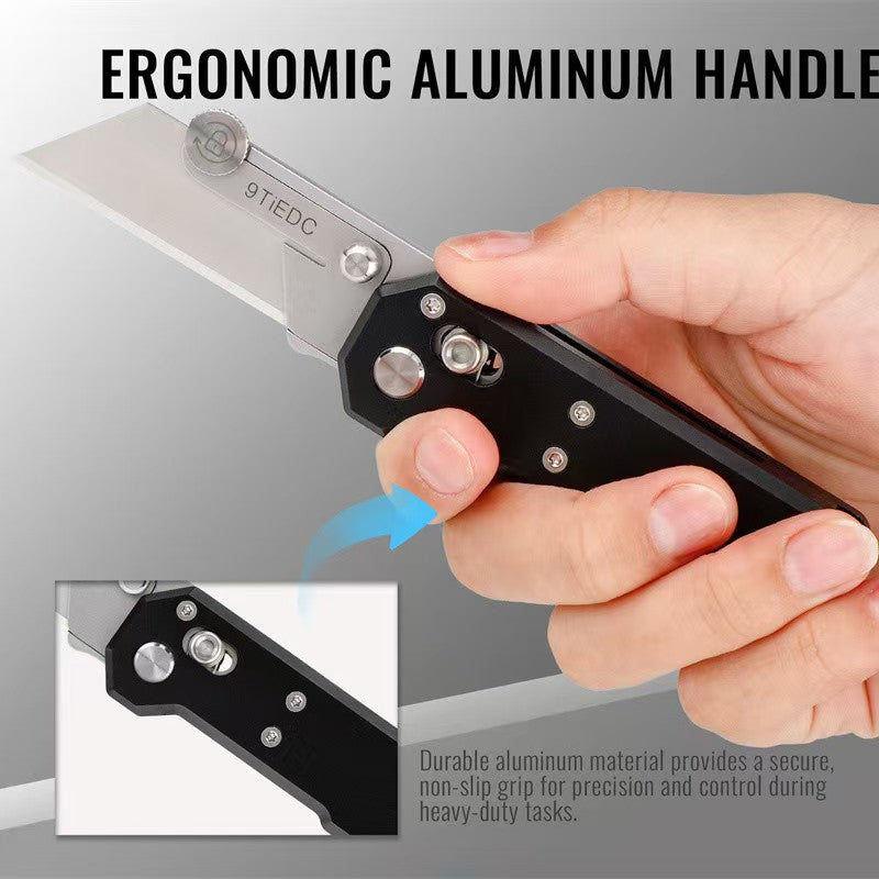 9Ti EDC Aluminum Alloy Utility Knife With Green Handle With 10 Blades Suitable For EDC And Outdoor Use