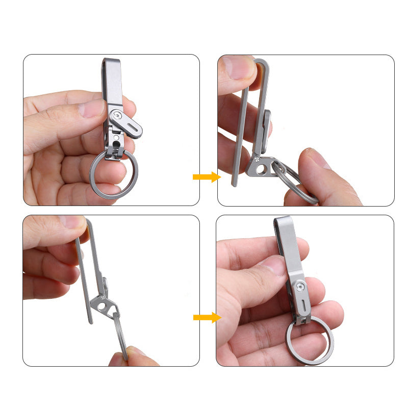 Titanium Alloy Keychain Quick Release with Lock, Anti-Accidental Opening, Multi-Function, Suitable for Various Pants Belts