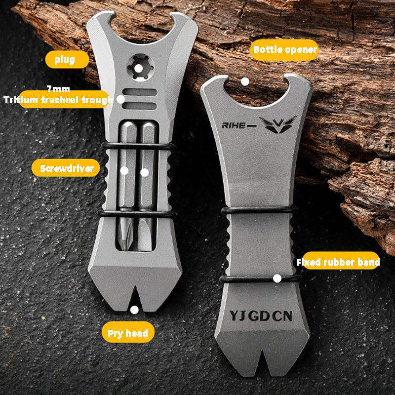 Titanium Alloy Crowbar Portable Multifunctional Mini Screw Bottle Opener Suitable for Outdoor Camping EDC Gadgets