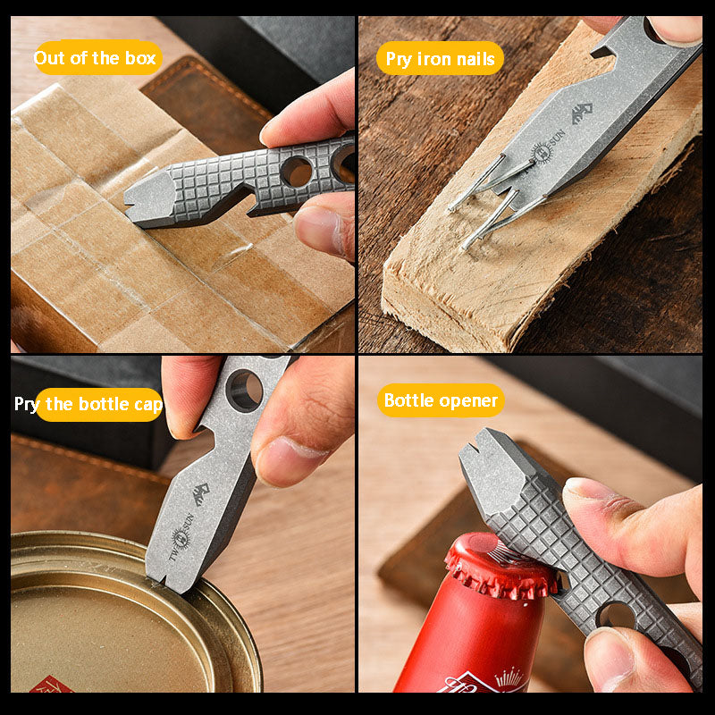 Titanium Alloy Crowbar Multifunctional Outdoor/EDC Tool Bottle Opener Screwdriver
