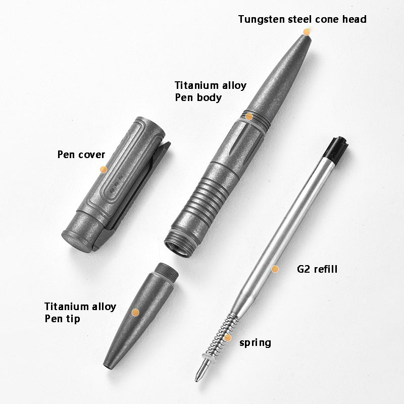 Titanium Alloy Multifunctional Tactical Pen, Stone Wash Finish, Portable EDC Tool