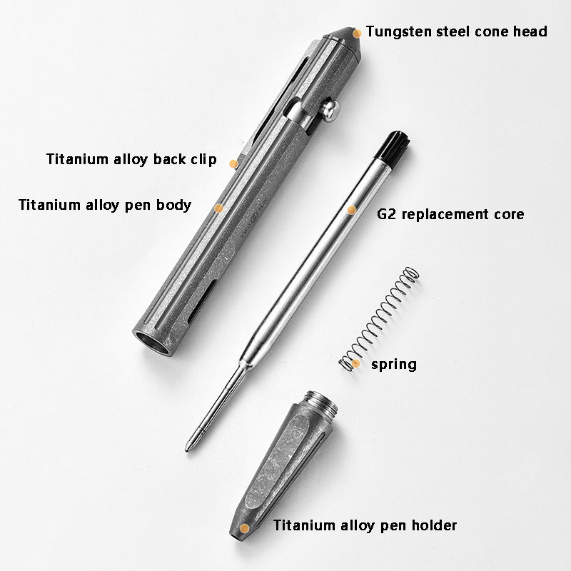 Titanium Alloy Tactical Pen Multifunctional Portable Decompression Bolt Writing Pen (Sand blasting)