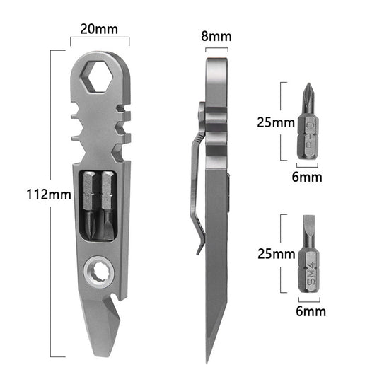 Titanium Alloy Crowbar, Portable Fast Ratchet Screwdriver, EDC Multi-Function Tool, Repair Tool, Bottle Opener