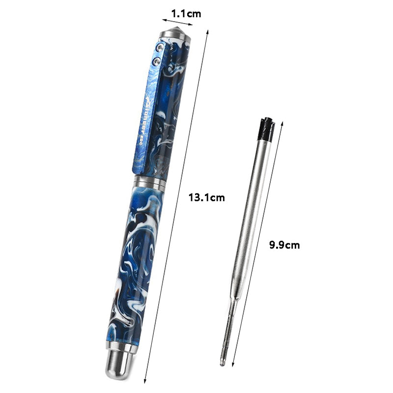 Blue Resin Titanium Alloy Multifunctional Tactical Pen, Portable EDC Massage Signature Pen
