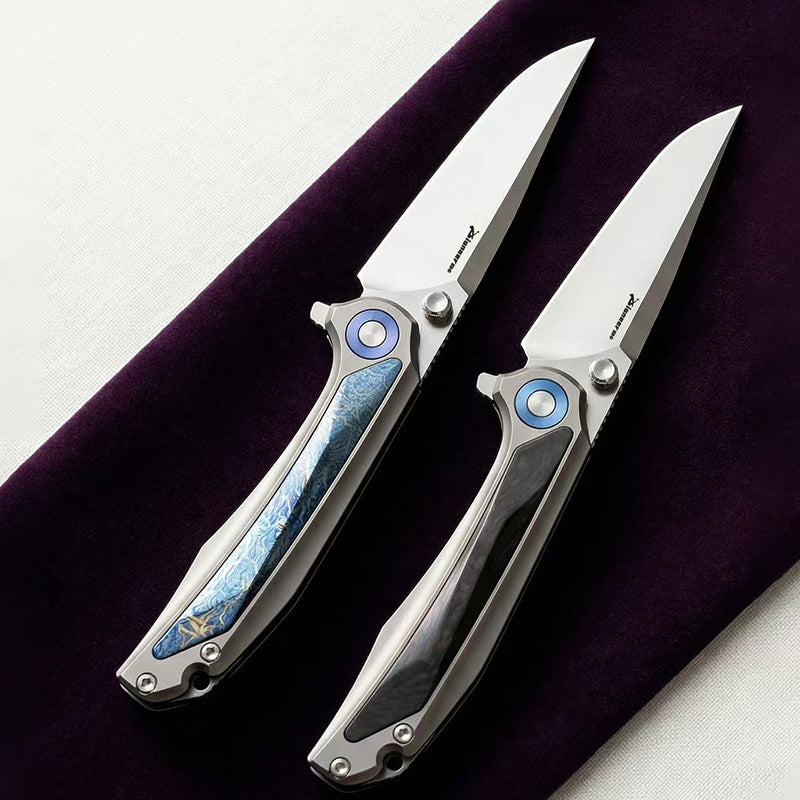 Titanium Carbon Fiber Folding Knife With D2 Steel Blade
