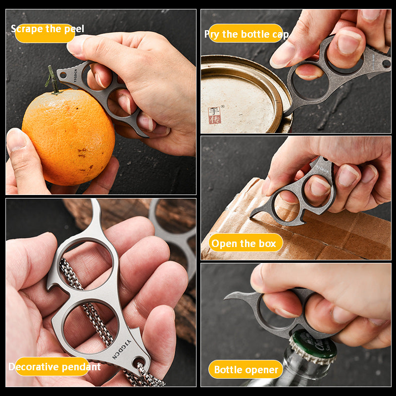 Multifunctional Titanium Alloy Crowbar Portable EDC Tool Bottle Opener Peeler Accessory Pendant