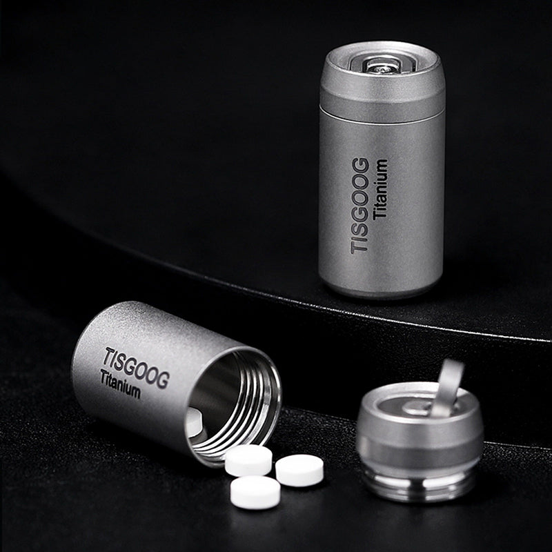Pure Titanium Medicine Box Keychain Pendant Set, Suitable For Outdoor Carrying
