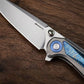 Titanium Lightning Pattern Handle Folding Knife D2 Steel Blade