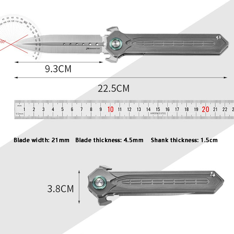 D2 Steel Blade Titanium Alloy Handle Folding Knife Outdoor Daily Multitool