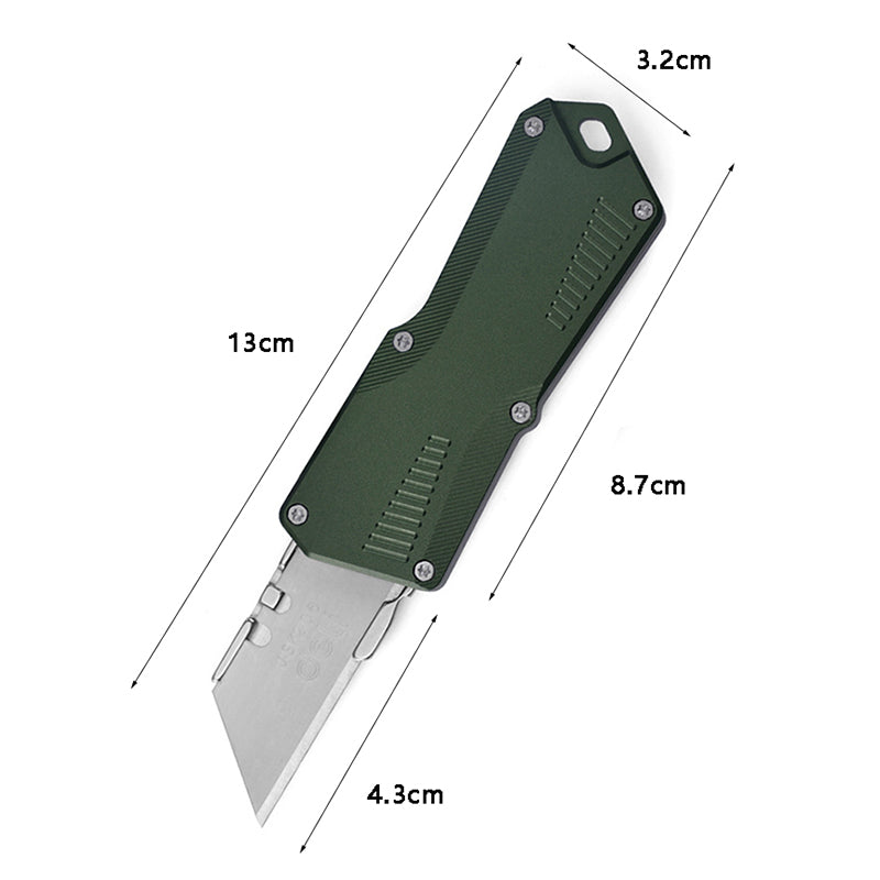 Mini Green Aluminum Alloy Utility Knife Lightweight Design With Removable 420 Stainless Steel Blade