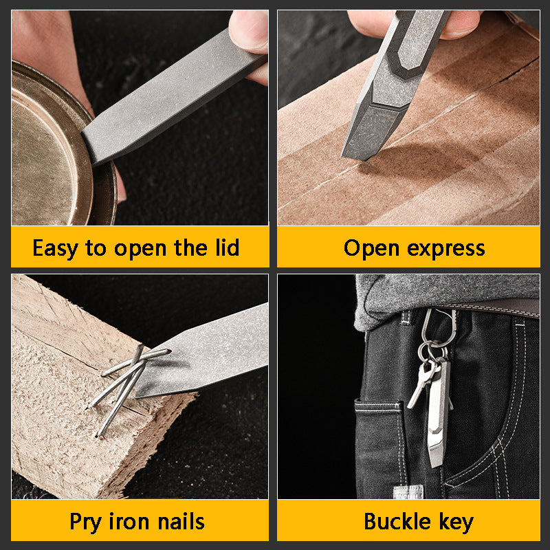 Portable Titanium Alloy Crowbar EDC Bottle Opener Screwdriver Portable Multifunctional Outdoor Emergency Tool