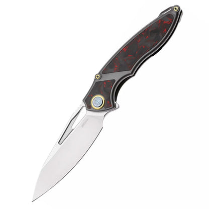 Rike Knife 1902s Small Folding Knife M390 Blade Material Red Carbon Fiber Titanium Alloy Handle