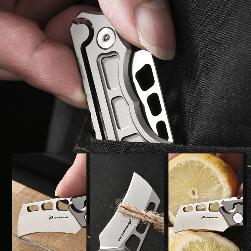 Titanium Alloy Mini Folding Knife 14C28N Blade EDC Outdoor Portable Tool