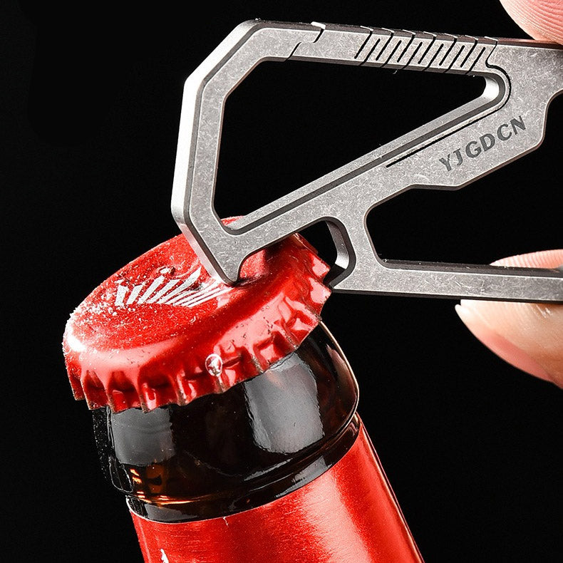 Titanium alloy multifunctional keychain, high elasticity buckle, bottle opener