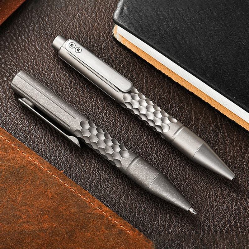 Titanium alloy signature pen, pull-out switch, with a back clip design, lightweight pocket for carrying