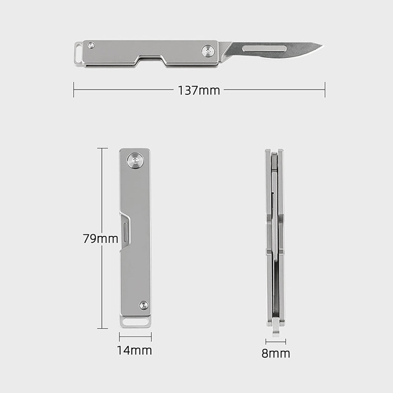 Titanium Alloy Stationery Scalpel Keychain Portable Pendant Out of the Box with 10#24 Blades Suitable for EDC/Manual Use