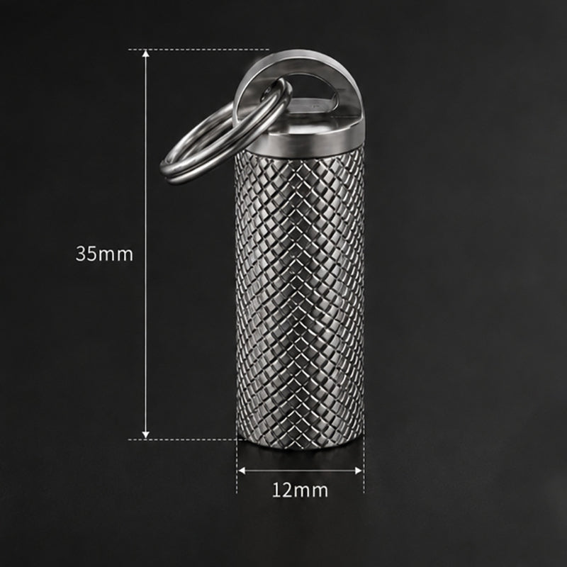 Pure Titanium Mini Medicine Box With Stainless Steel Key Ring, Keychain Pendant