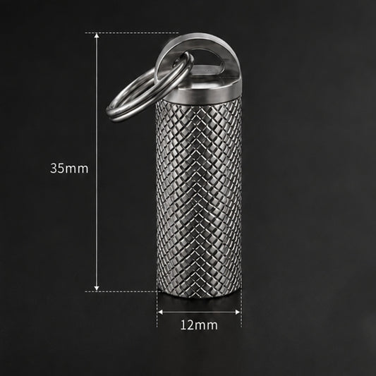Pure Titanium Mini Medicine Box With Stainless Steel Key Ring, Keychain Pendant