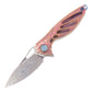 Rike Knife Mini Titanium Alloy Knife Made of Damascus Steel & Pink Titanium Handle