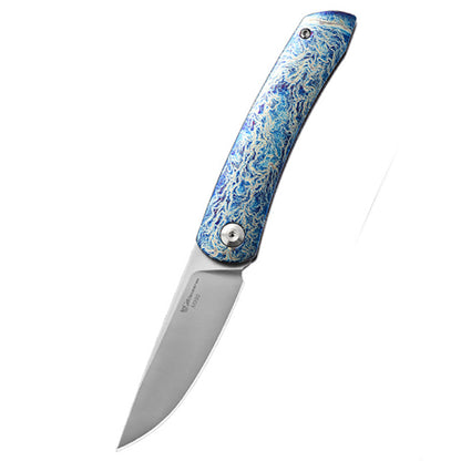 Titanium Alloy Folding Knife M390 Blade Material Outdoor Portable EDC Tool Blue Lightning Type