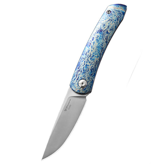 Titanium Alloy Folding Knife M390 Blade Material Outdoor Portable EDC Tool Blue Lightning Type
