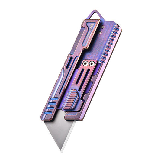 Titanium Alloy Multifunctional Utility Knife, Replaceable Blade, Unpacking & Rope Cutting (Blue-Purple)