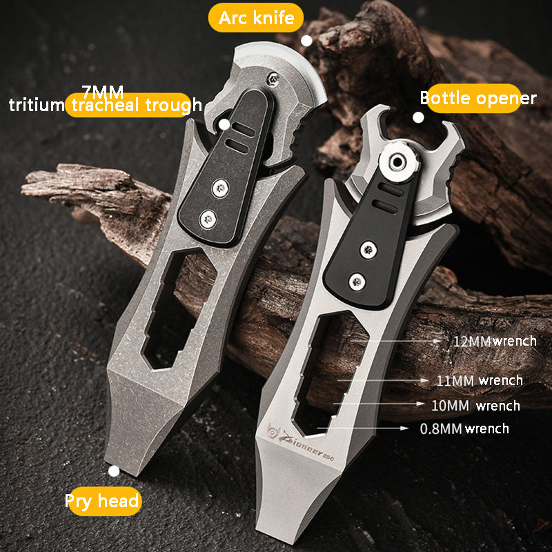 Titanium Alloy Straight Flat Head Crowbar Creative Beer Bottle Opener Portable Multi-Function Tool Universal Wrench