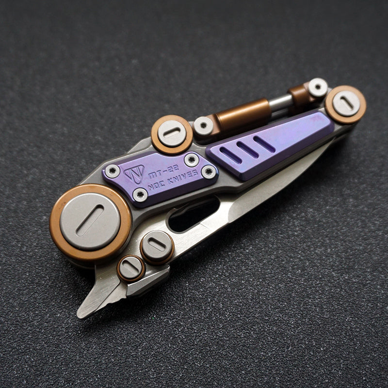 NOC KNIVES MT-22 Mini S-08 EDC Folding Knife M390 Steel Black Blade Titanium Handle（purple）