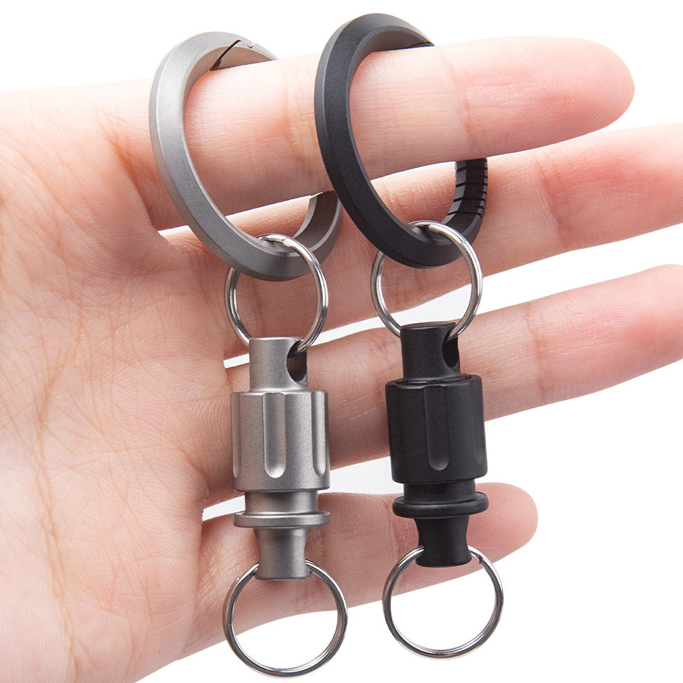Titanium Quick Release Keychain, Retractable Key Chain Detachable Keychain Clip,360°Pull Apart Key Rings