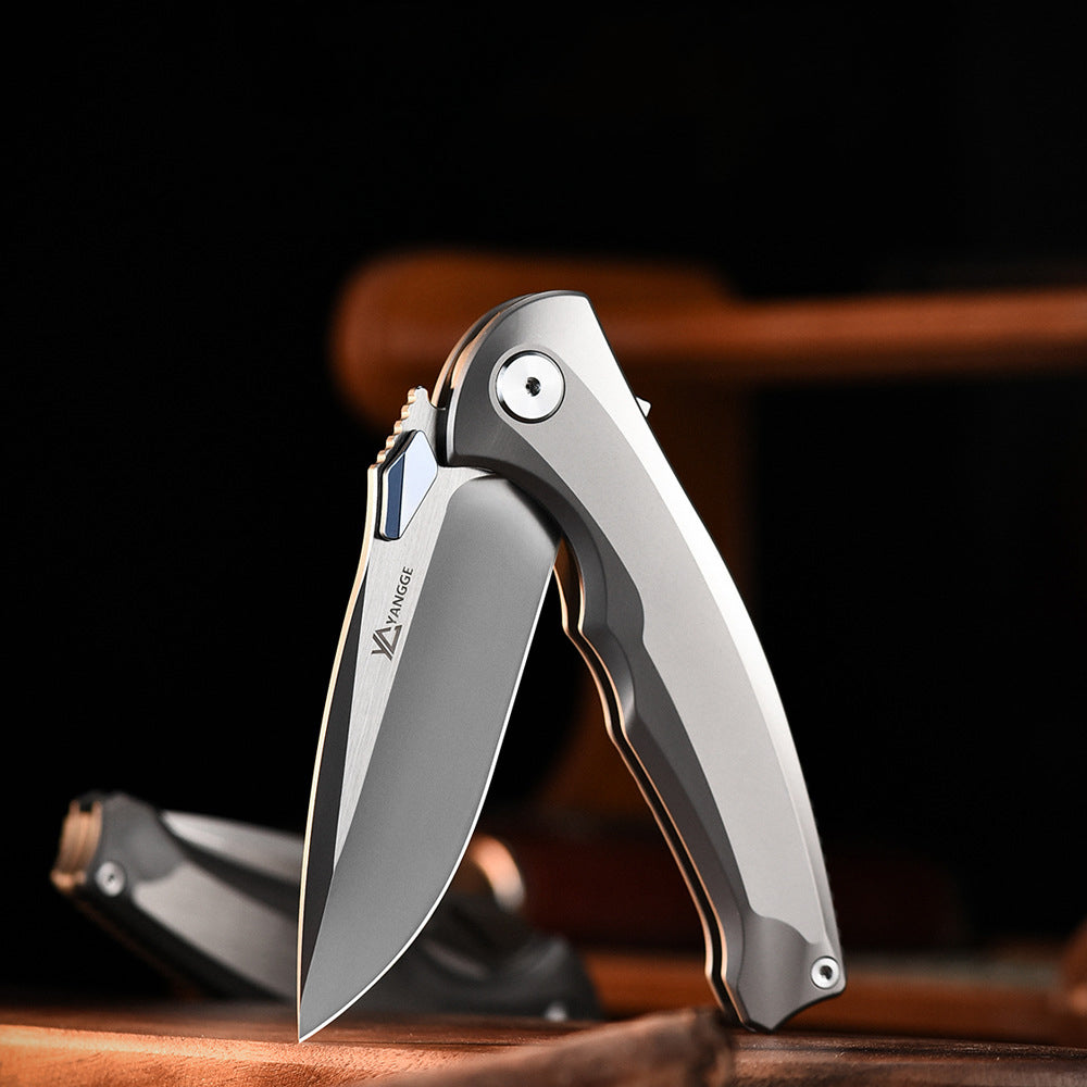 Titanium Alloy Folding Knife M390 Blade, Sandblasting Process, EDC Outdoor Tool
