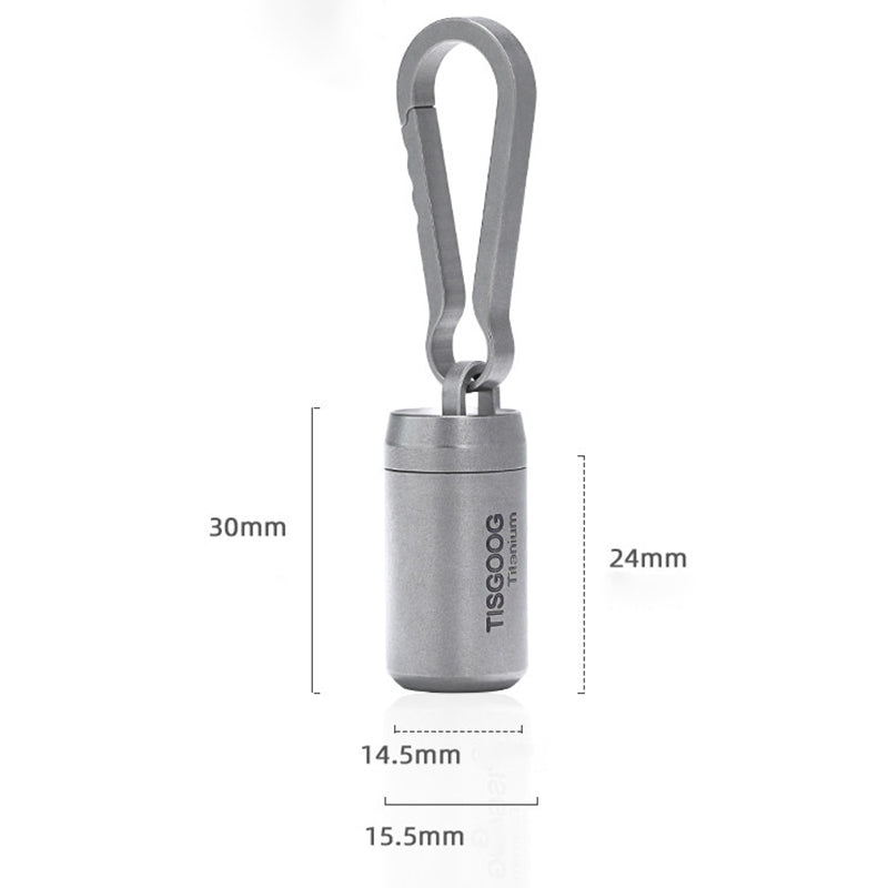 Pure Titanium Medicine Box Keychain Pendant Set, Suitable For Outdoor Carrying