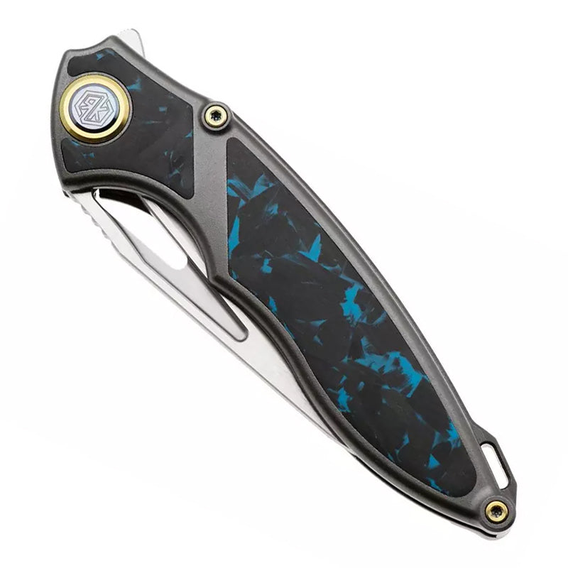Rike Knife 1902s Small Folding Knife M390 Blade Material Blue Carbon Fiber Titanium Alloy Handle
