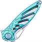 RikeKnife Mini Knife Is Made of Damascus Steel & Green Titanium Handle