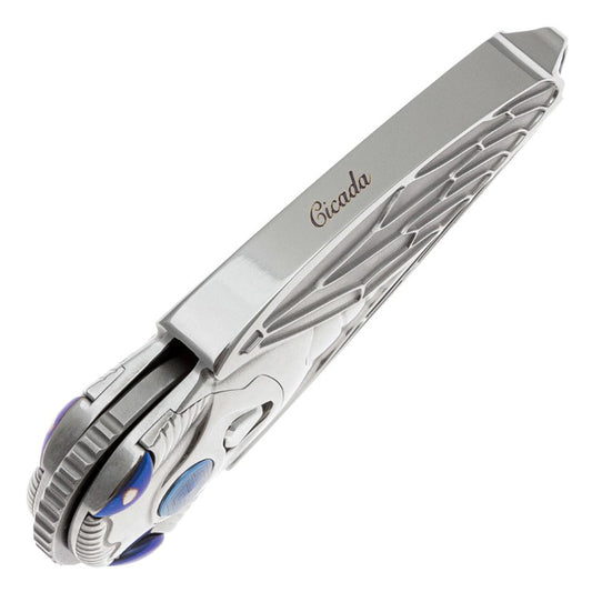 Rike Knife Titanium Alloy Primary Color Folding Knife M390 Steel Knife Cicada Design Edc Pocket Knife With Necklace Hole