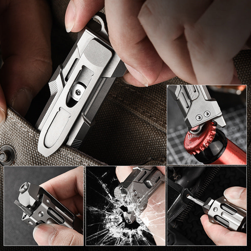 Titanium Alloy Portable EDC Utility Knife - Multifunctional Tool With Decompression Gyro & Multi-Spec Screwdriver