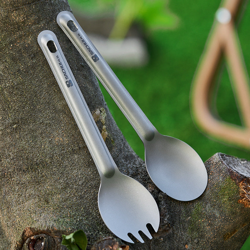 Pure Titanium Fork Spoon Tableware Set Outdoor Camping Spoon