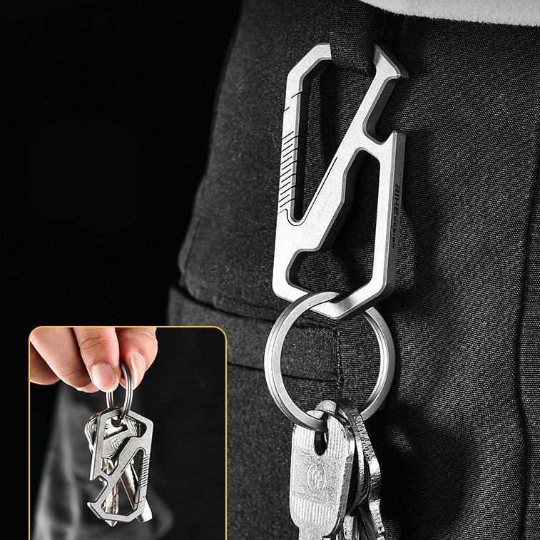 Titanium alloy multifunctional keychain, high elasticity buckle, bottle opener