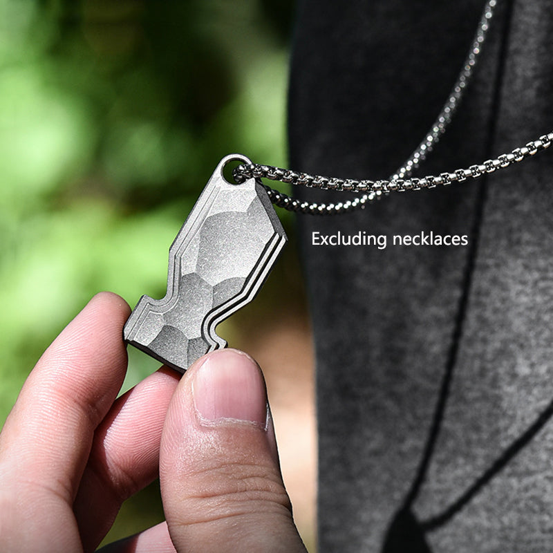 Hammered Stone Washed Titanium Alloy Whistle, Waterproof Portable EDC Essential