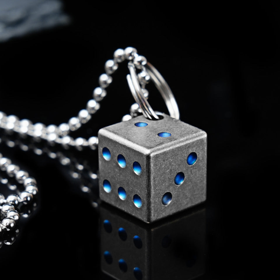 Titanium Alloy Solid Dice EDC Decompression Toy Key Necklace Pendant