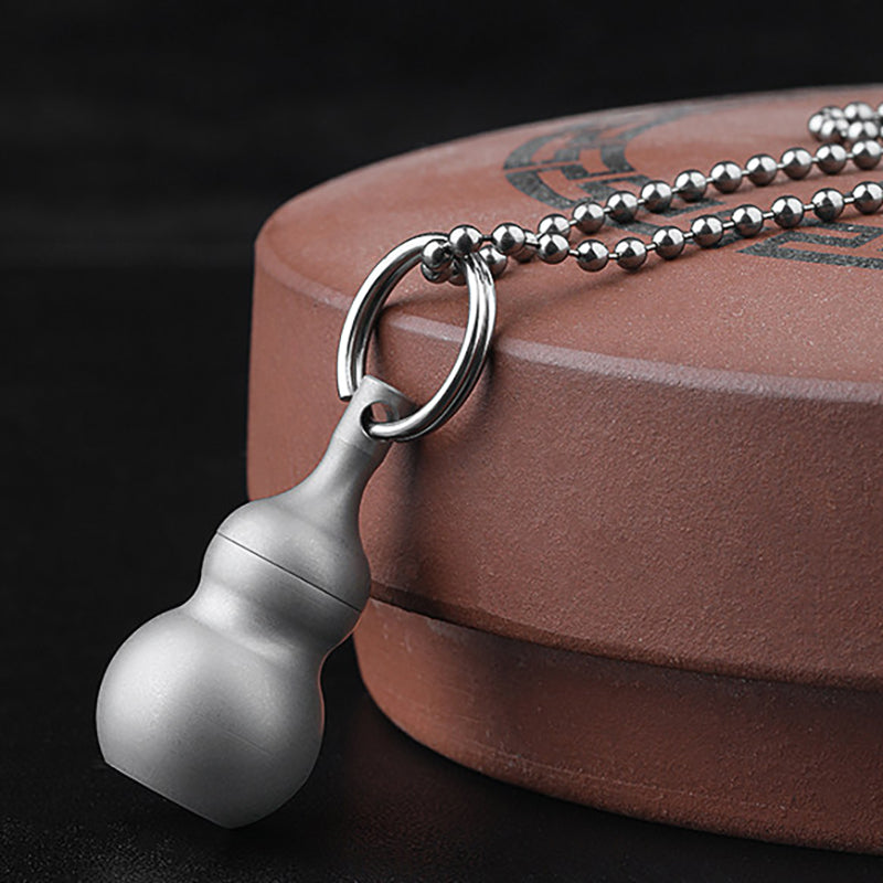 Gourd-Shaped Pure Titanium Small Medicine Box, Outdoor Portable Keychain Pendant