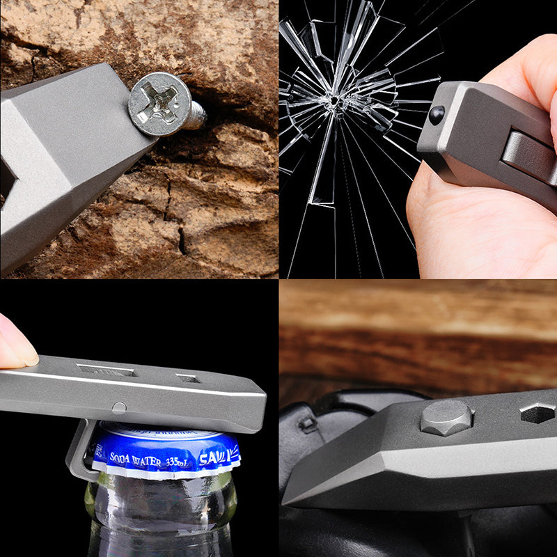 Titanium Alloy Crowbar Multifunctional EDC/Outdoor Emergency Tool Bottle Opener Portable Screwdriver Repair