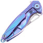 RikeKnife Mini Titanium Alloy Knife, Damascus steel material & Blue Titanium Handle